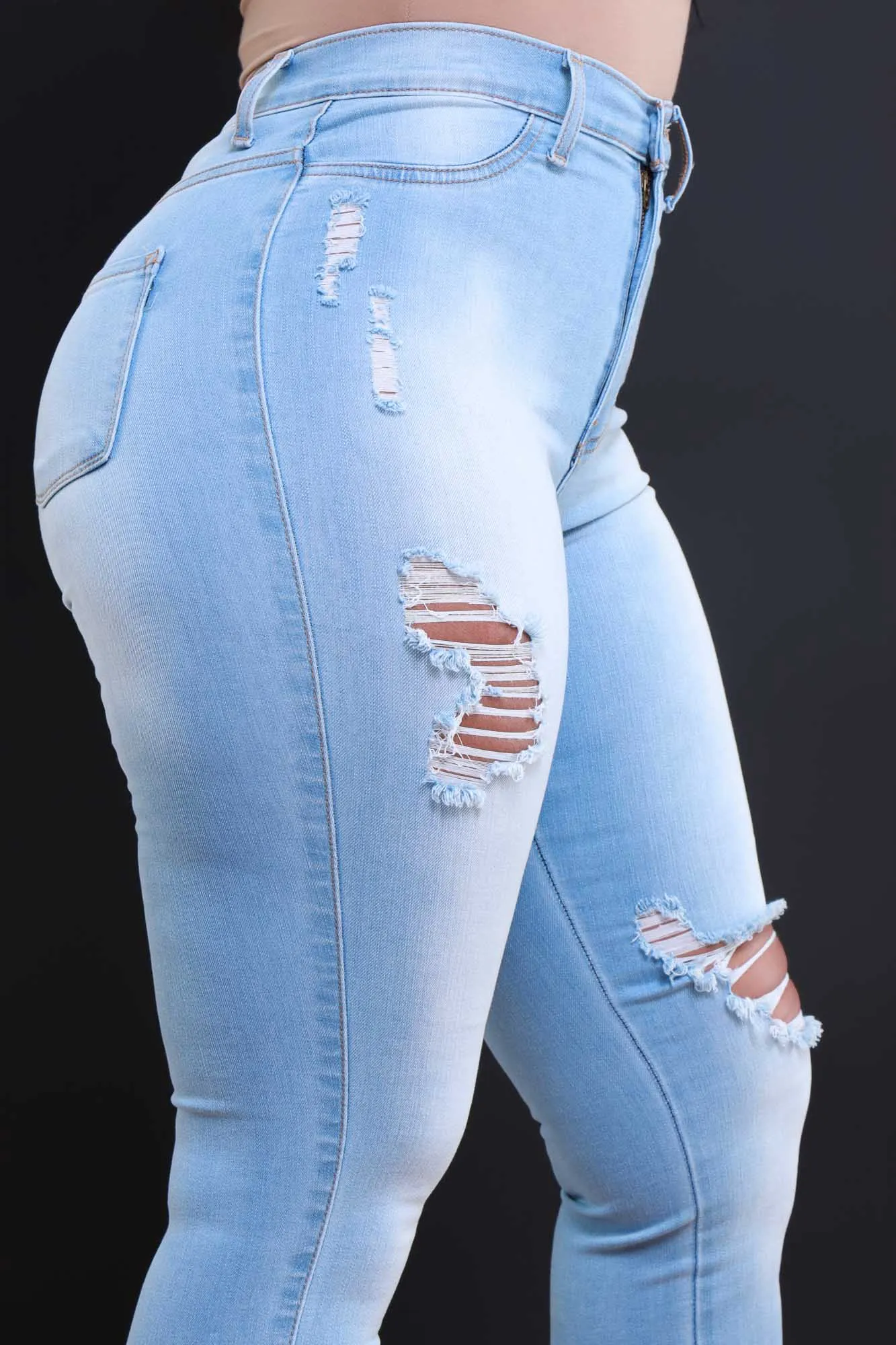 Say Less High Rise Distressed Skinny Jeans - Light Wash sold by Swankaposh product image thumbnail 5