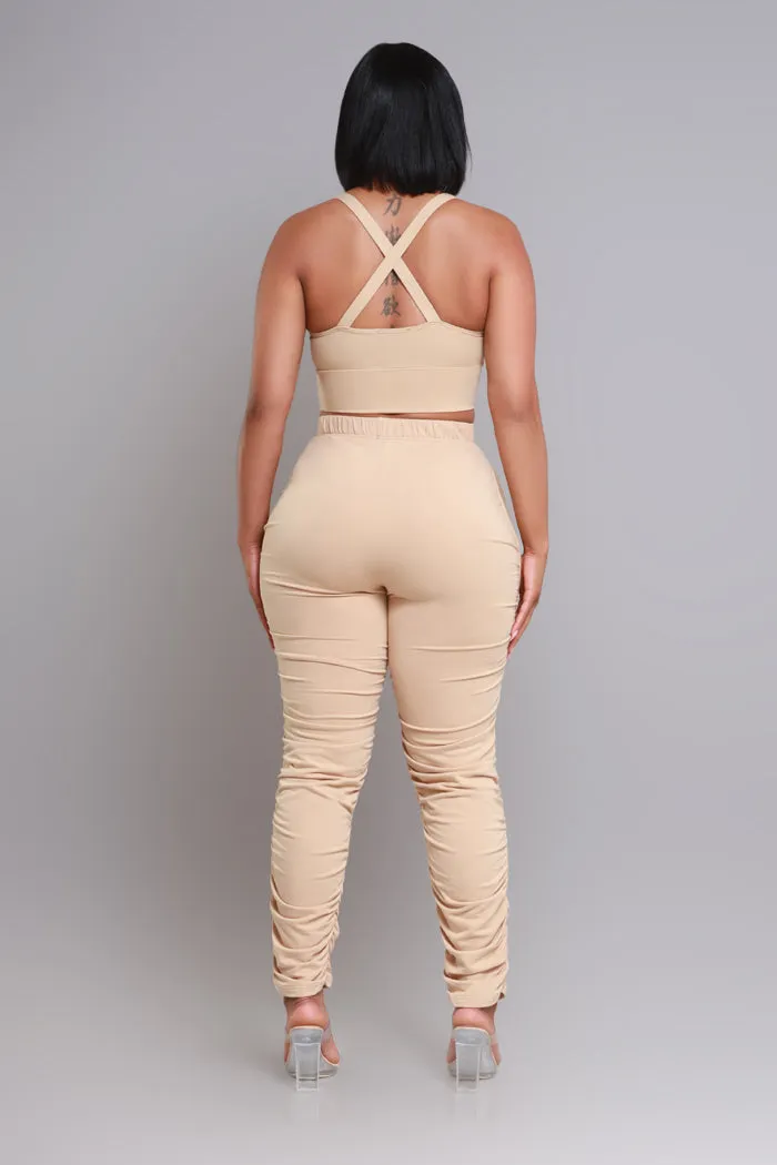 Slammed Cropped Ruched Jogger Set - Khaki sold by Swankaposh product image thumbnail 5