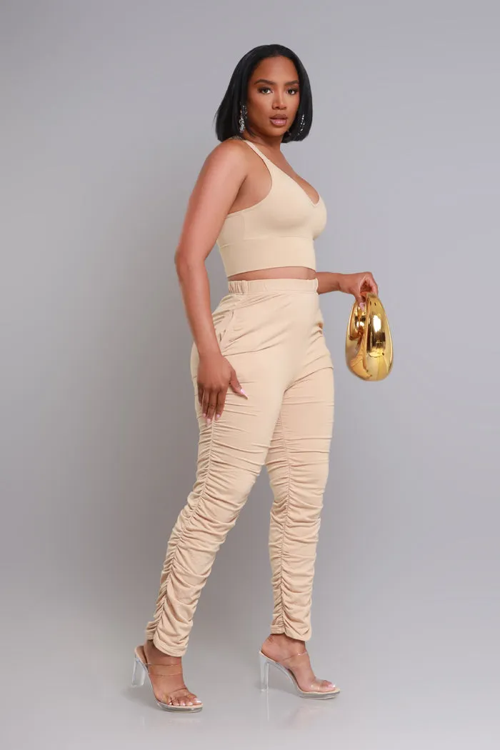Slammed Cropped Ruched Jogger Set - Khaki sold by Swankaposh product image thumbnail 4