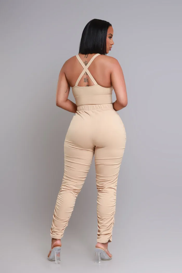 Slammed Cropped Ruched Jogger Set - Khaki sold by Swankaposh product image thumbnail 2