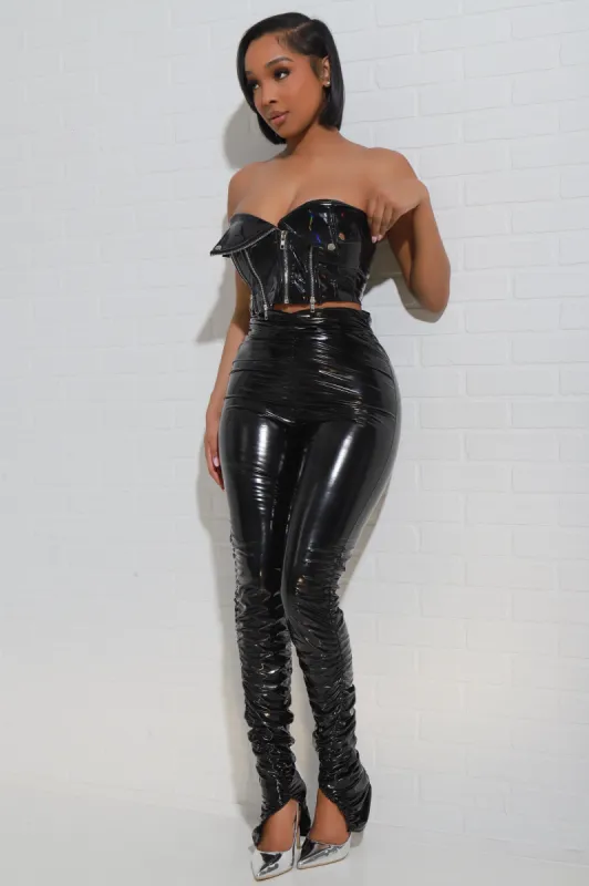 Widow Ruche Latex High Rise Pants - Black sold by Swankaposh