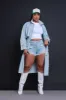 Eye To Eye Denim Cargo Trench Coat - Light Wash sold by Swankaposh