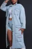 Eye To Eye Denim Cargo Trench Coat - Light Wash sold by Swankaposh