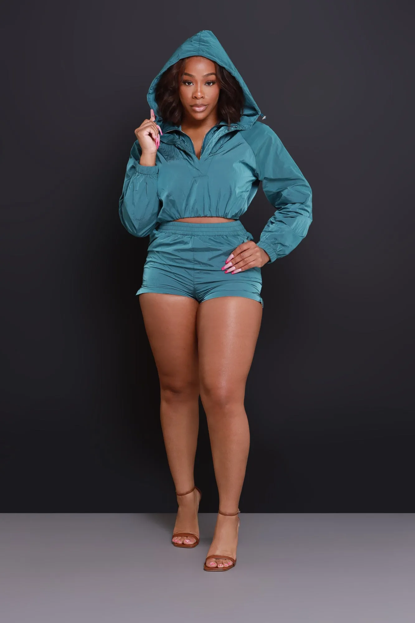 Know The Way Cropped Hoodie - Teal Green sold by Swankaposh product image thumbnail 2