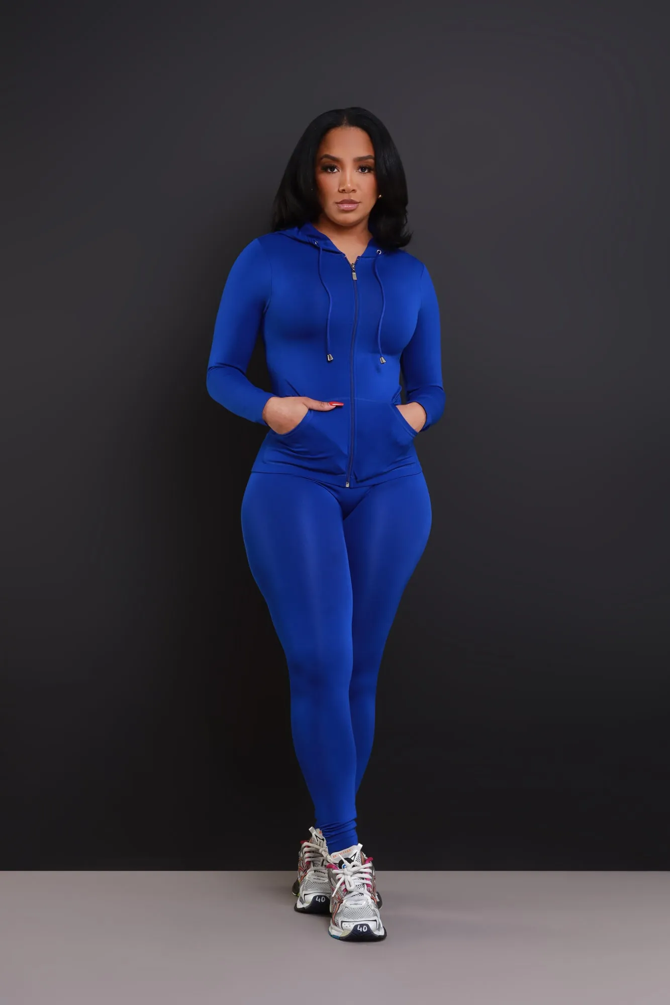 Just Vibing Seamless Zip Up Legging Set - Royal Blue sold by Swankaposh product image thumbnail 2