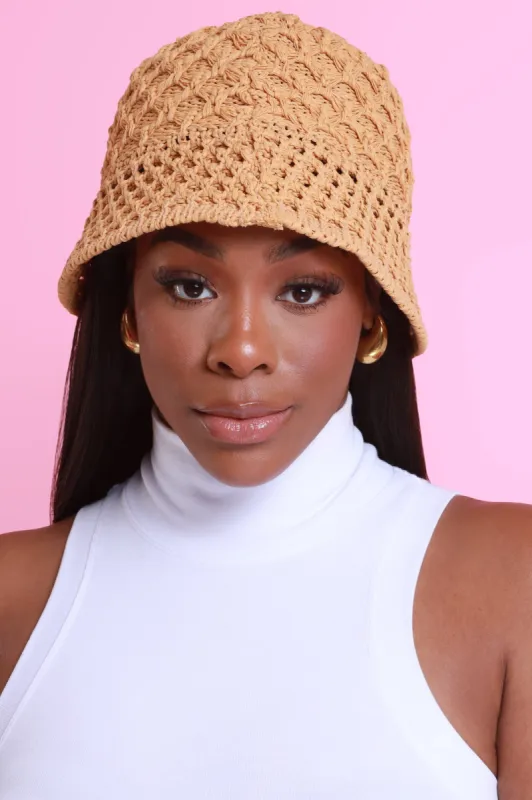 The Only One Crochet Bucket Hat - Tan sold by Swankaposh