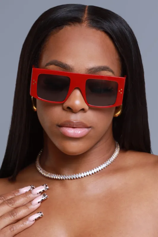 Don't Be Shady Oversized Square Sunglasses - Burgundy sold by Swankaposh