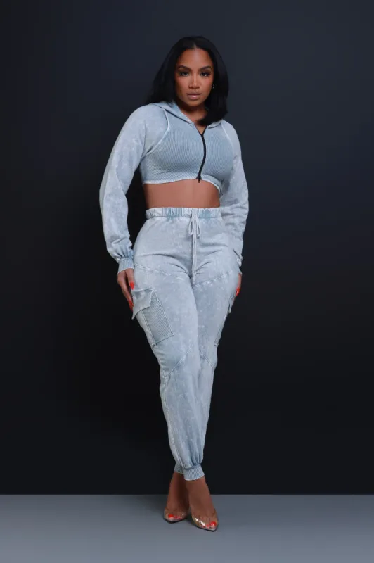 Big Ask Hooded Cargo Pants Set - Grey sold by Swankaposh