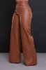 Offline Faux Leather Bootcut Pants - Caramel sold by Swankaposh