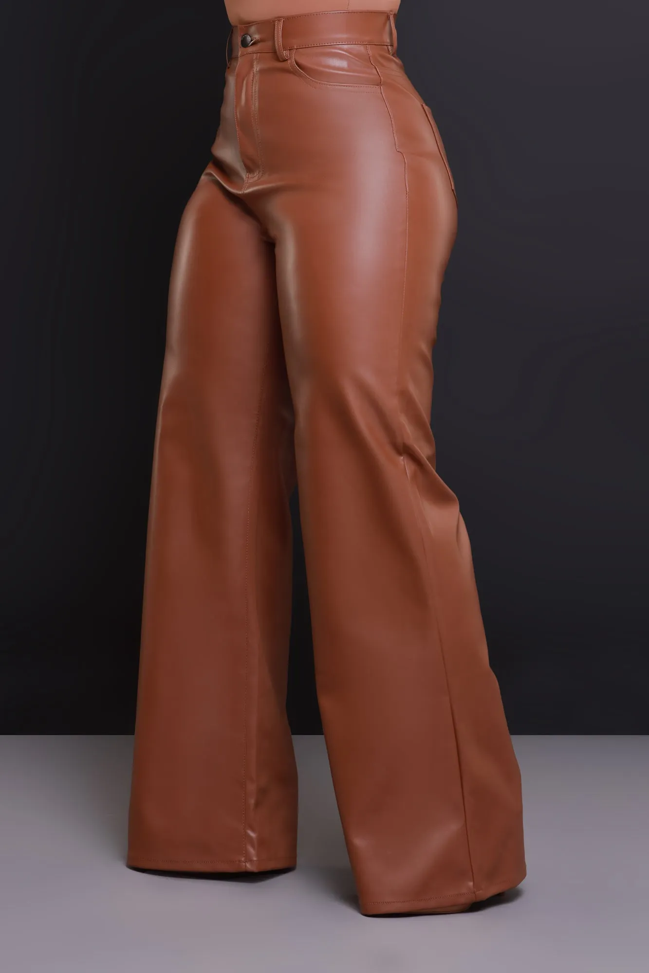 Offline Faux Leather Bootcut Pants - Caramel sold by Swankaposh product image thumbnail 4