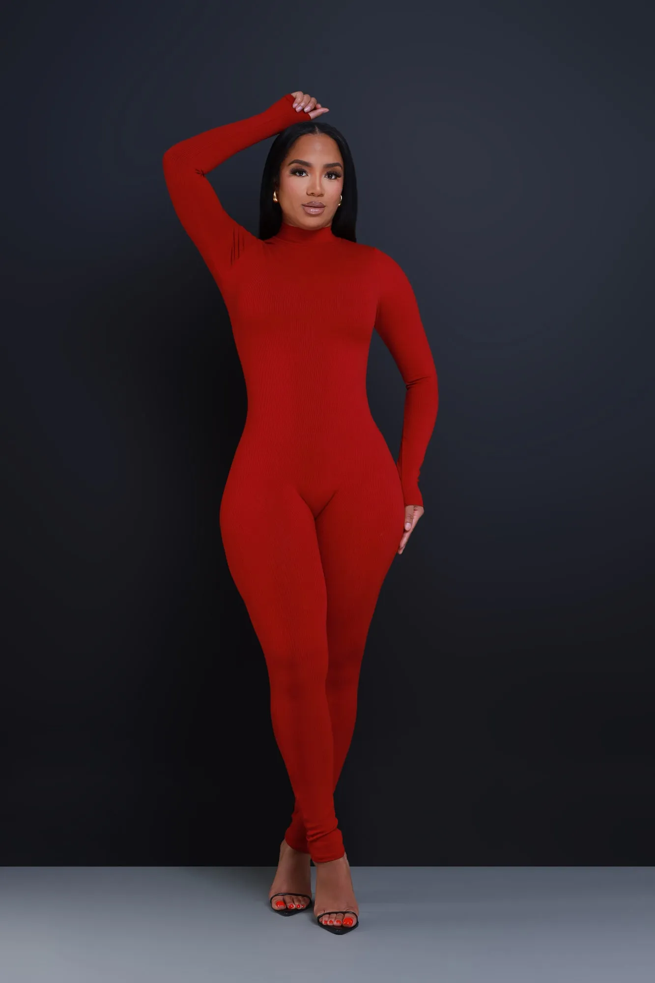 Tap Out Cellulite Deleter Mock Neck Jumpsuit - Ruby sold by Swankaposh product image thumbnail 2