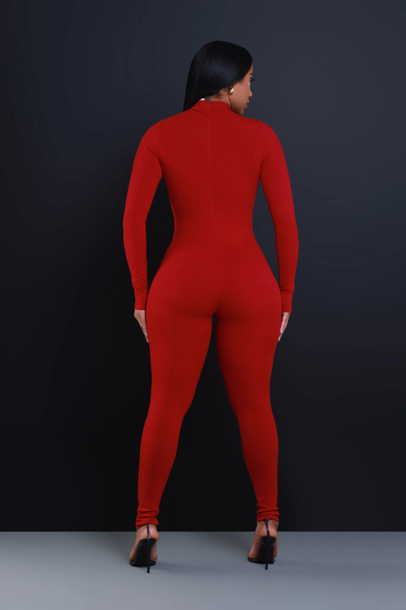 Tap Out Cellulite Deleter Mock Neck Jumpsuit - Ruby sold by Swankaposh product image thumbnail 3