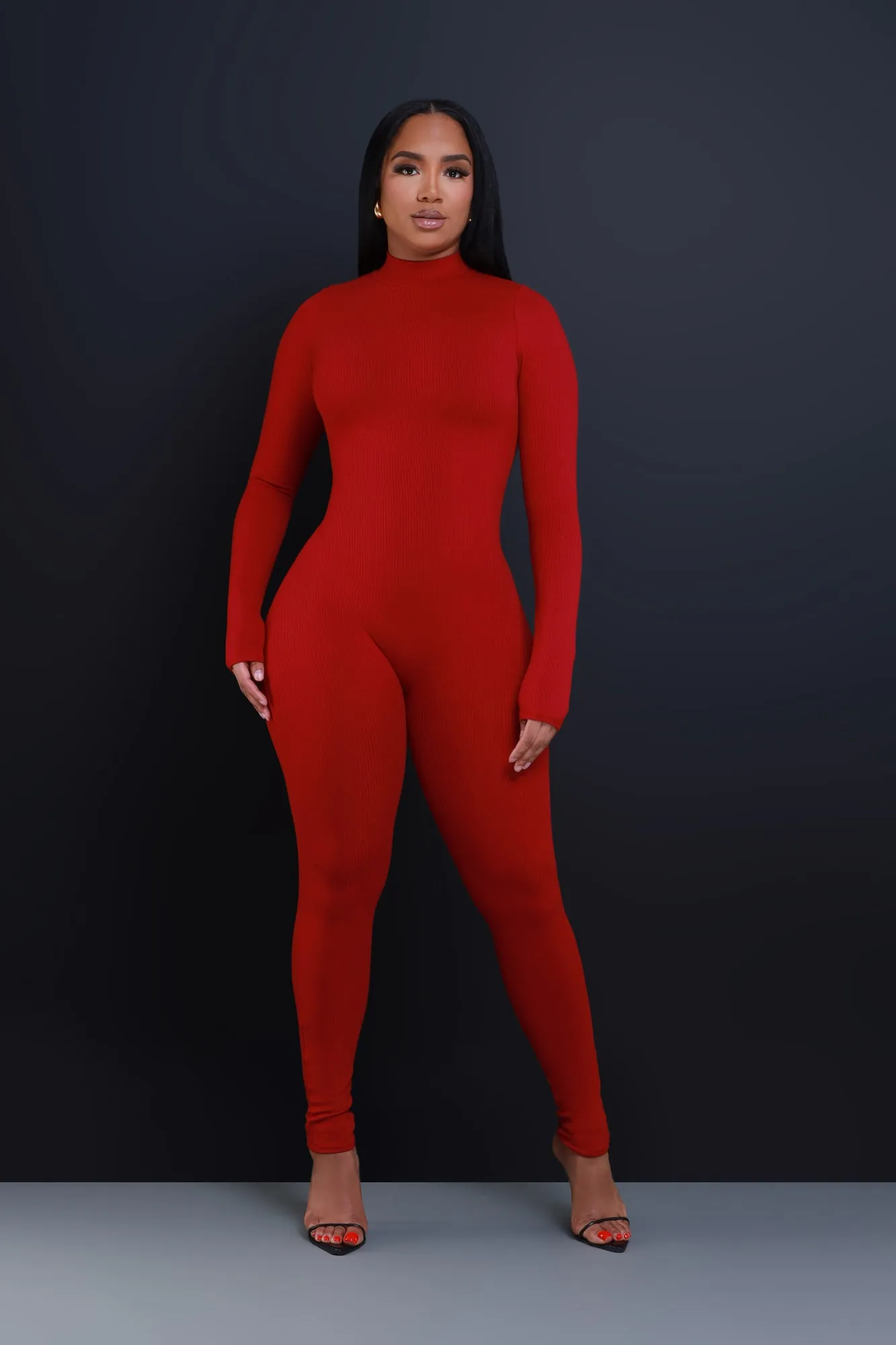Tap Out Cellulite Deleter Mock Neck Jumpsuit - Ruby sold by Swankaposh
