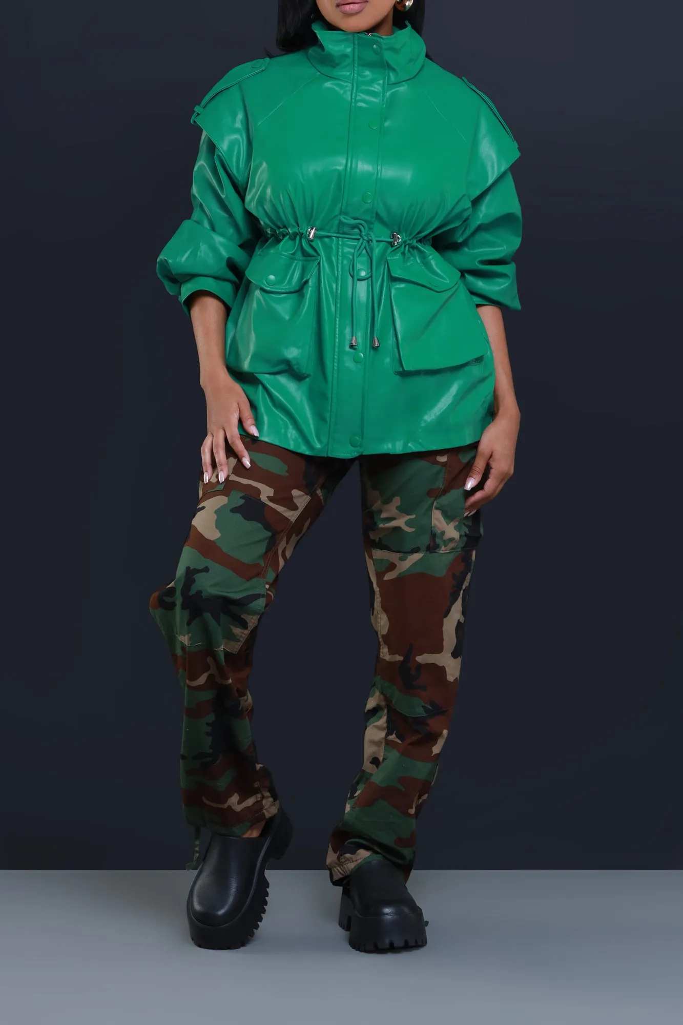 Seize The Day Faux Leather Jacket - Green sold by Swankaposh product image thumbnail 5