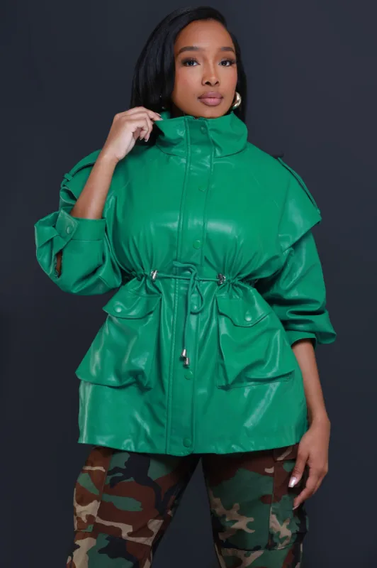 Seize The Day Faux Leather Jacket - Green sold by Swankaposh