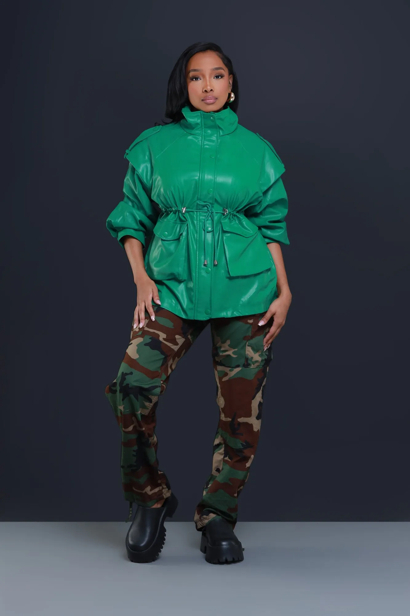 Seize The Day Faux Leather Jacket - Green sold by Swankaposh product image thumbnail 4