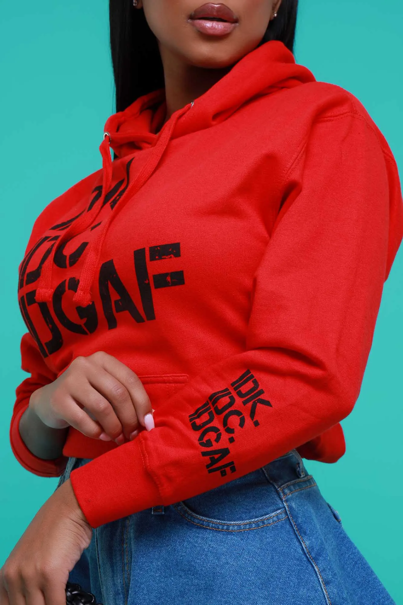 IDK, IDC Graphic Pullover Hoodie - Red sold by Swankaposh product image thumbnail 3