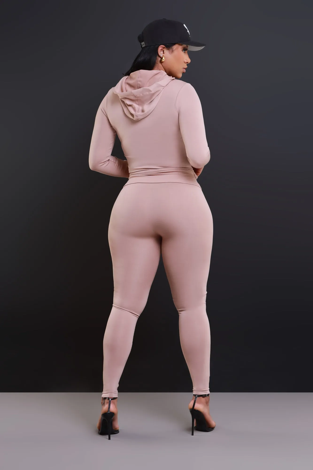 Just Vibing. Seamless Zip Up Legging Set - Khaki sold by Swankaposh product image thumbnail 3