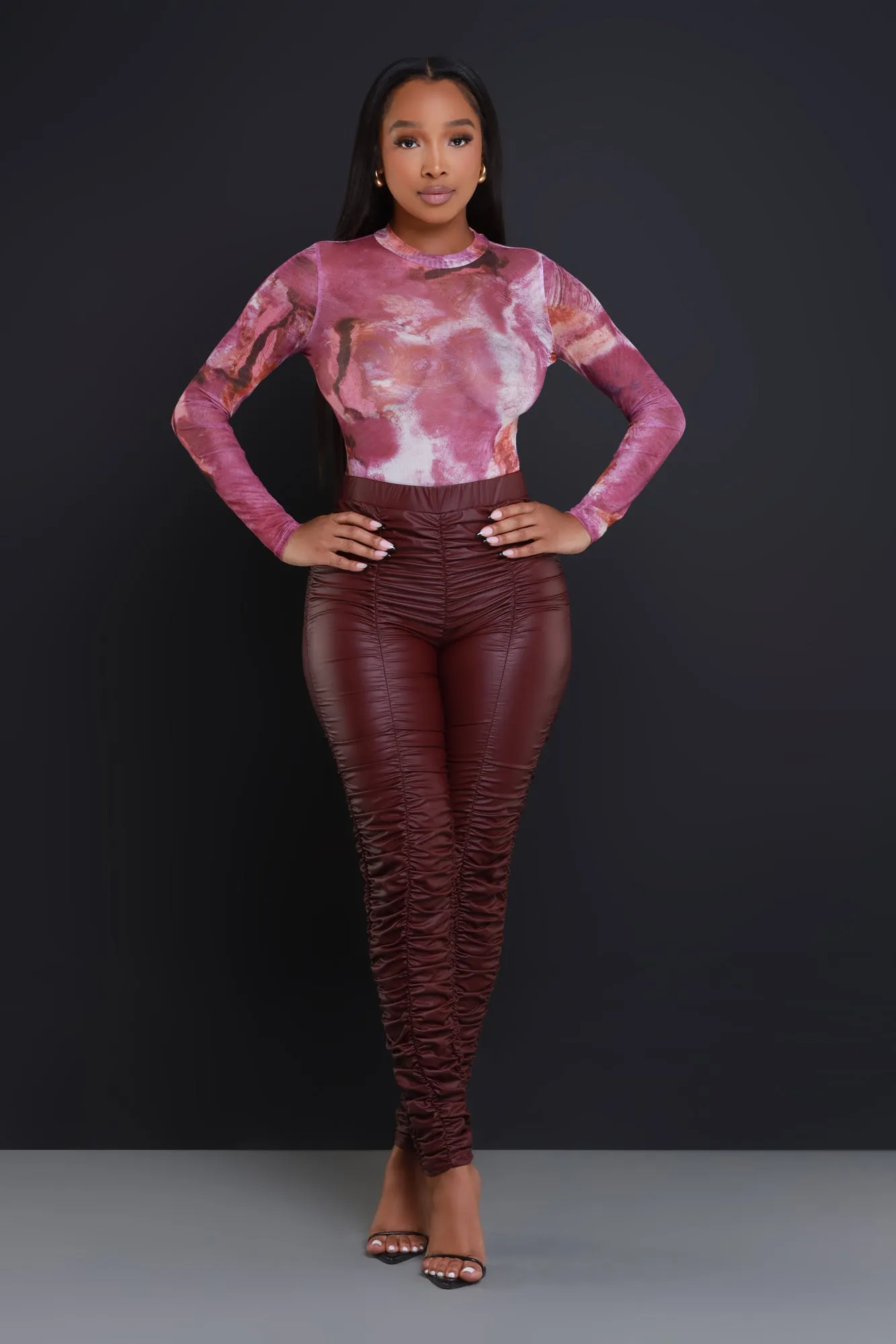 Around Me Printed Mesh Bodysuit - Fuchsia sold by Swankaposh product image thumbnail 2