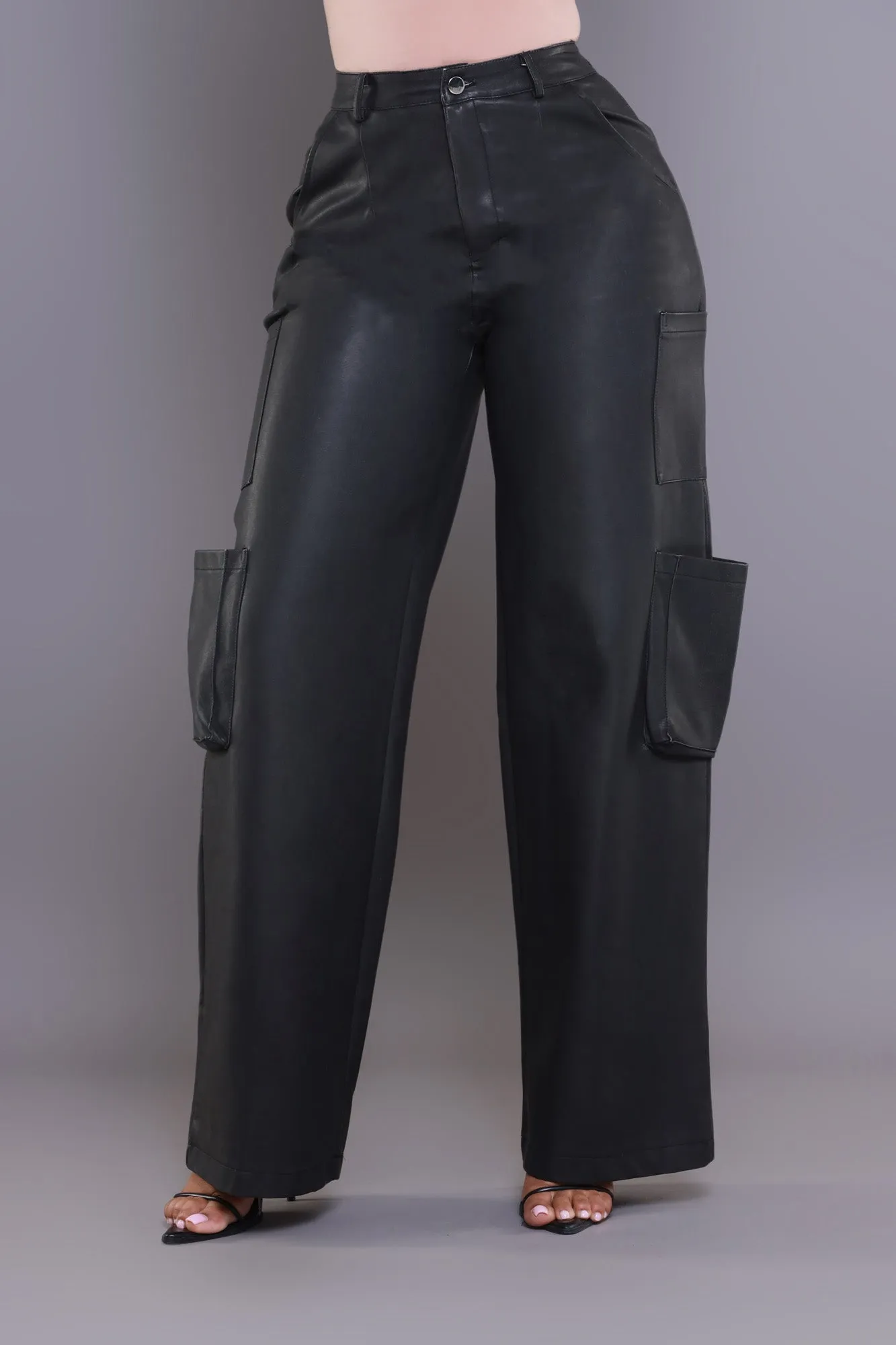 Night Watch Faux Leather Cargo Pants - Black sold by Swankaposh product image thumbnail 3