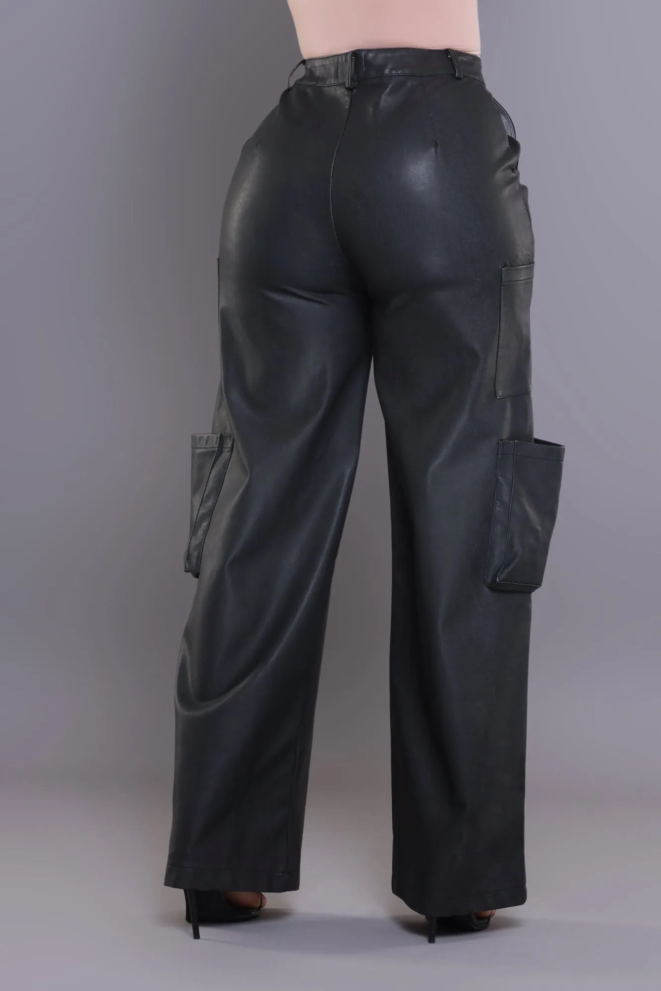 Night Watch Faux Leather Cargo Pants - Black sold by Swankaposh product image thumbnail 2