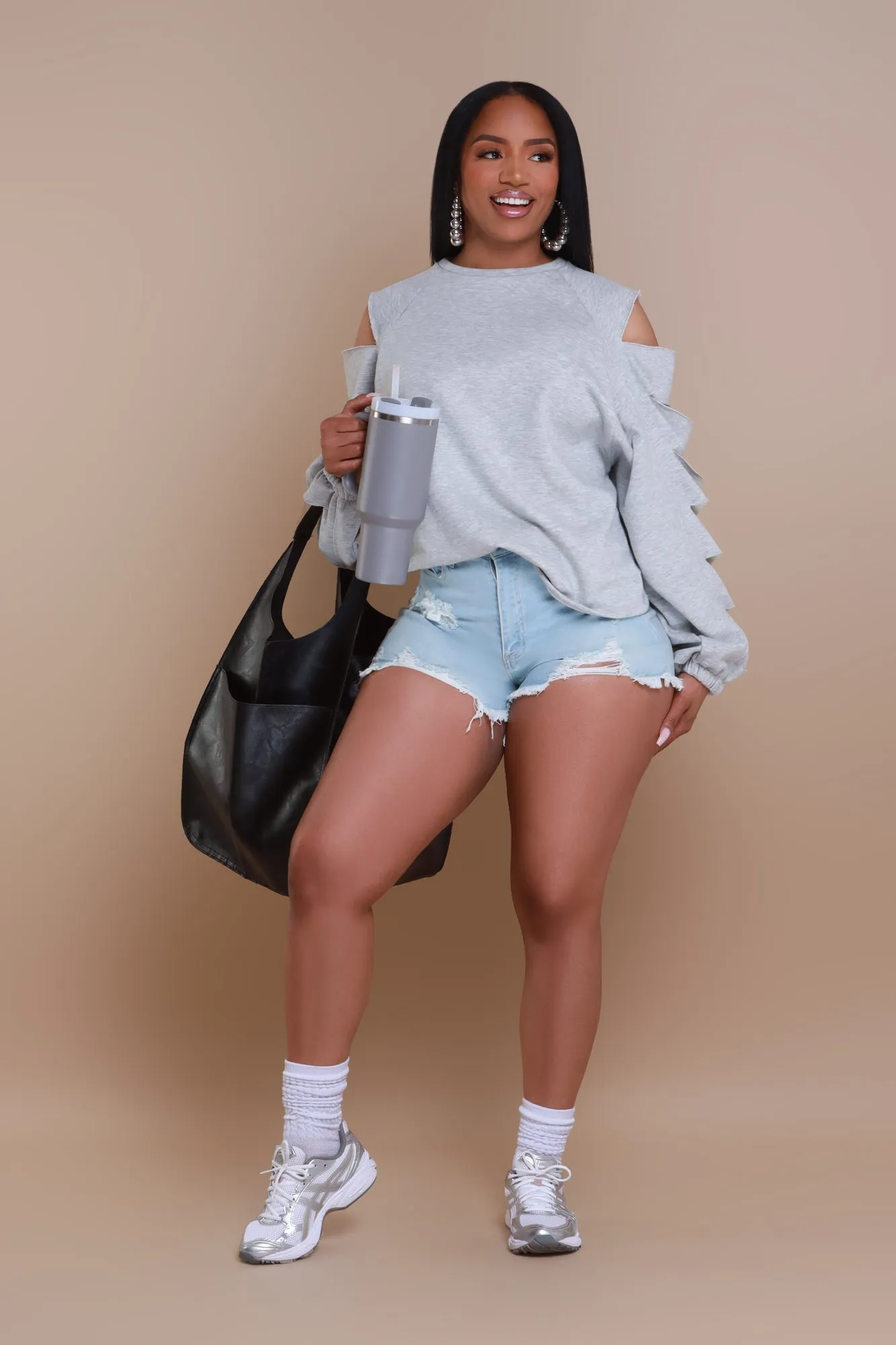 Feeling Edgy Laser Cut Sweatshirt - Heather Grey sold by Swankaposh product image thumbnail 5