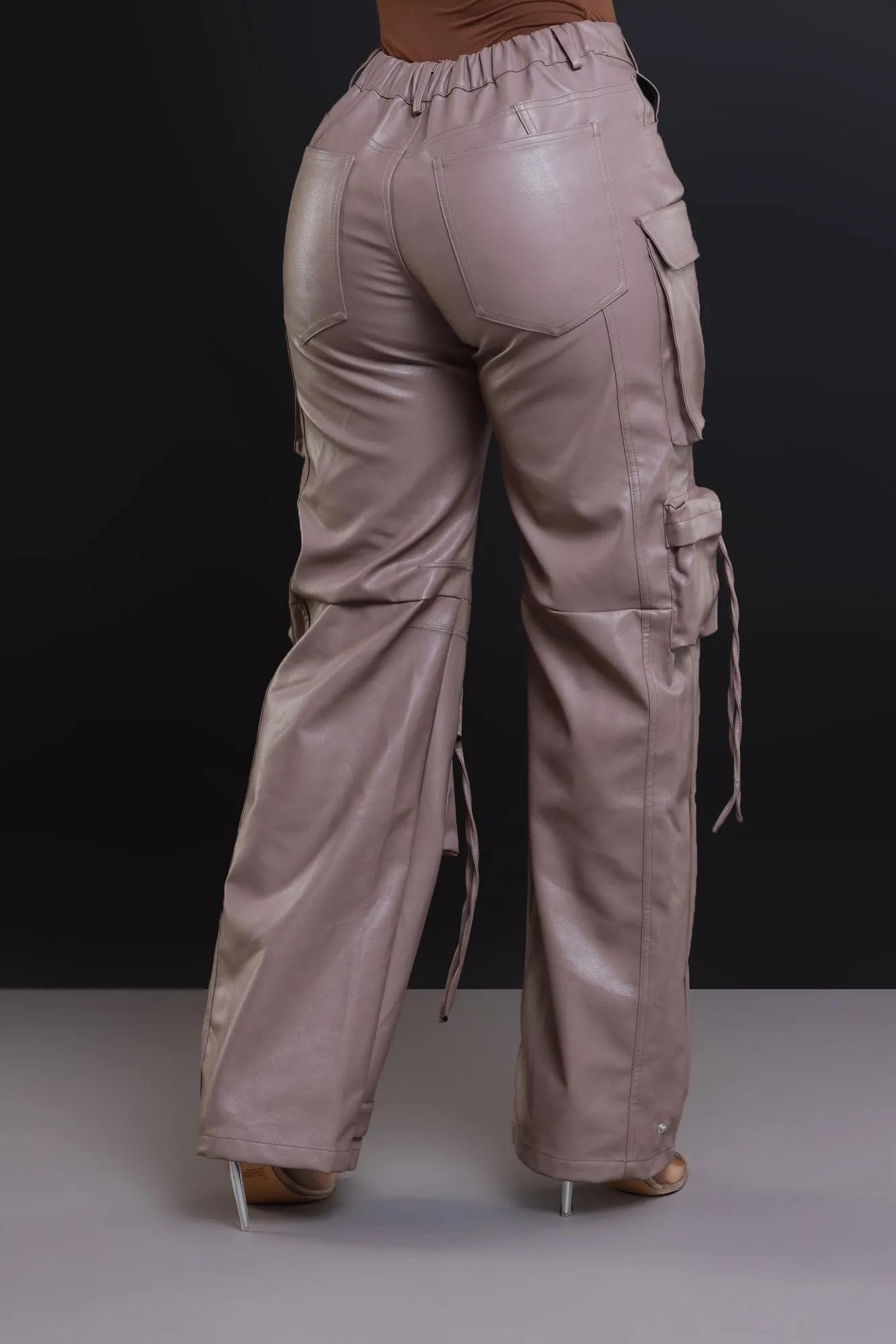 Undefeated Faux Leather Cargo Pants - Taupe sold by Swankaposh product image thumbnail 3
