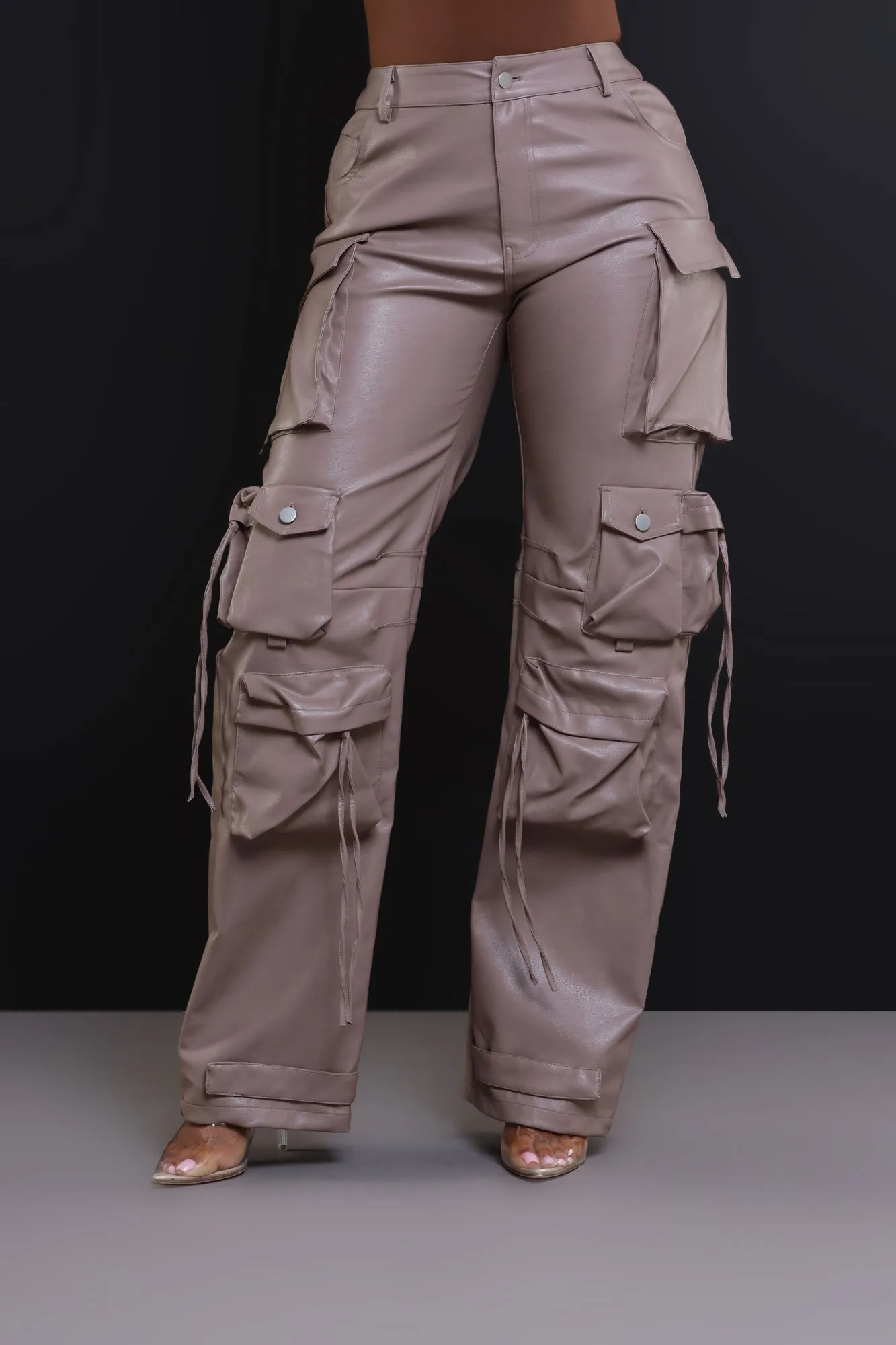 Undefeated Faux Leather Cargo Pants - Taupe sold by Swankaposh product image thumbnail 2