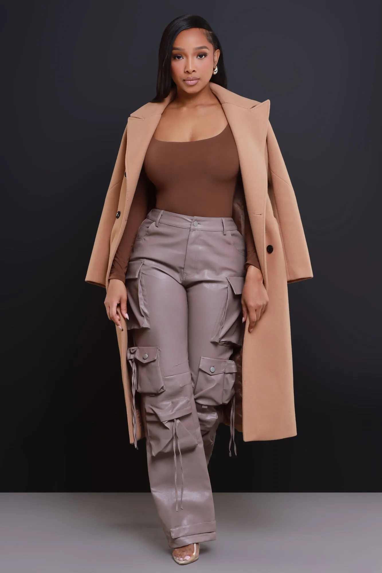 Undefeated Faux Leather Cargo Pants - Taupe sold by Swankaposh product image thumbnail 5