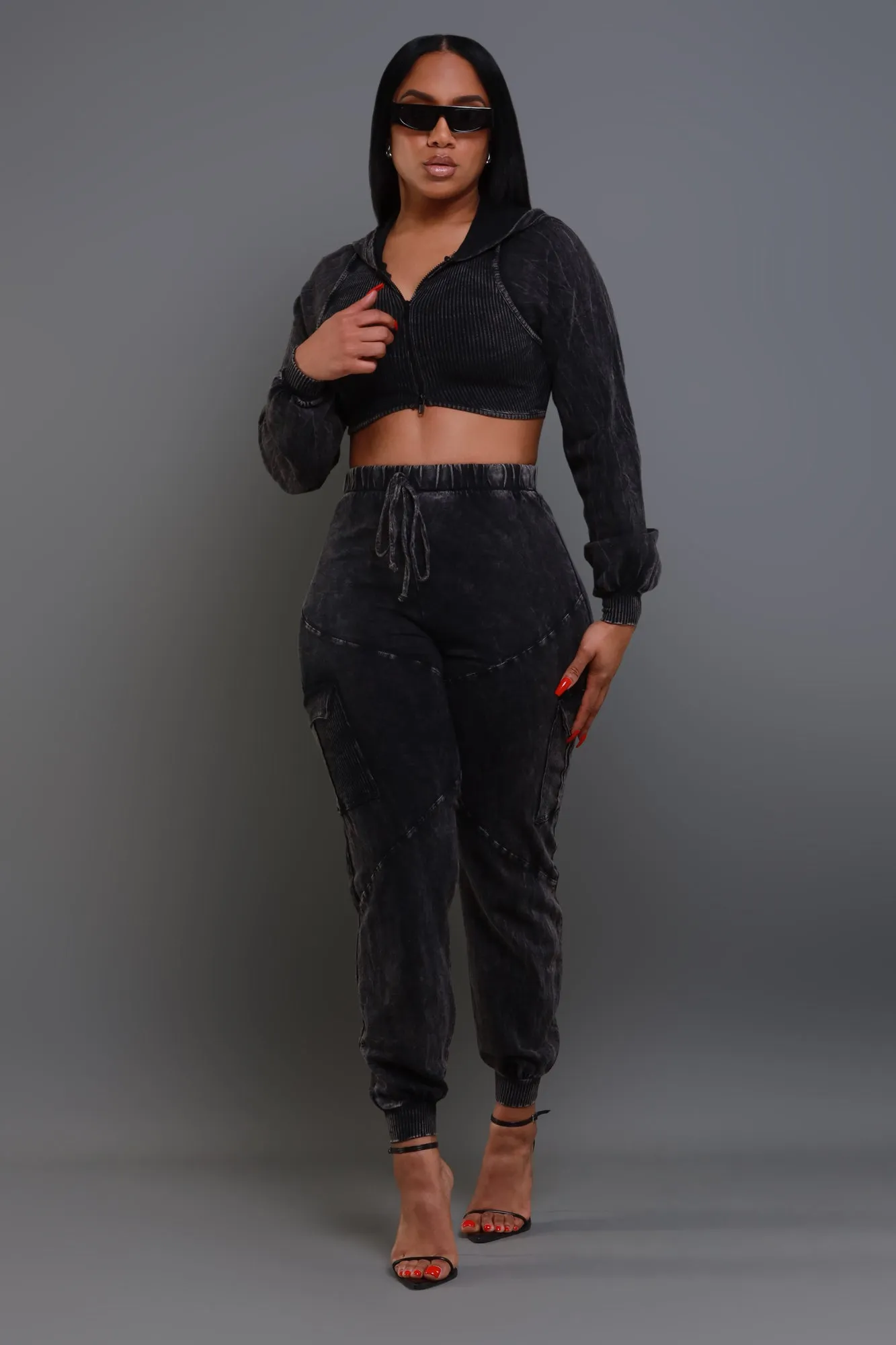 Big Ask Hooded Cargo Pants Set - Black sold by Swankaposh product image thumbnail 4