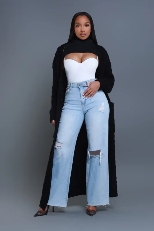 Love It Here Longline Cardigan Sweater - Black sold by Swankaposh