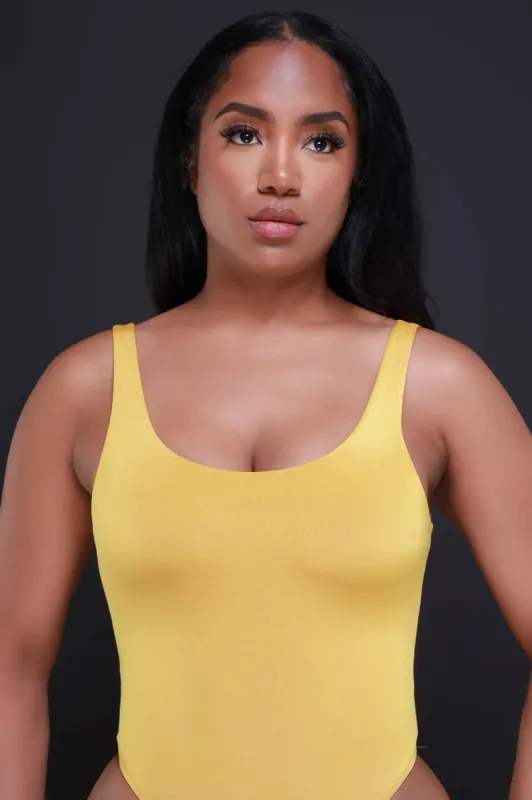 Invest Simple Shaping Tank Bodysuit - Mustard sold by Swankaposh