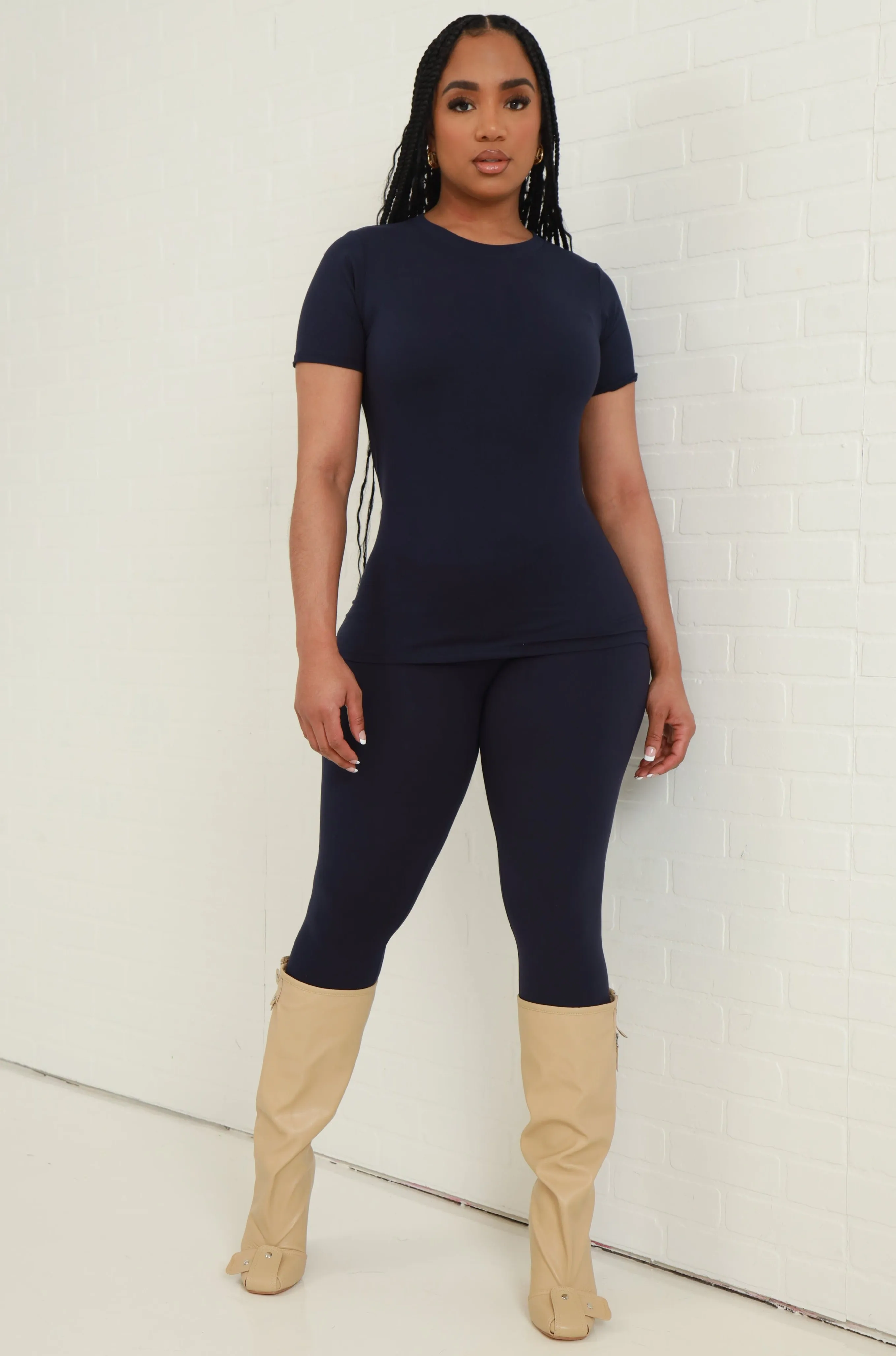 Perfect Timing Short Sleeve Pants Set - Navy sold by Swankaposh