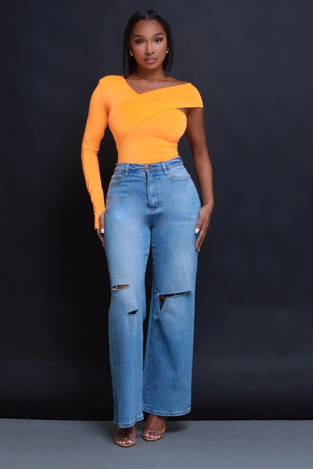 Jagged Edge Asymmetrical Top - Orange sold by Swankaposh product image thumbnail 2