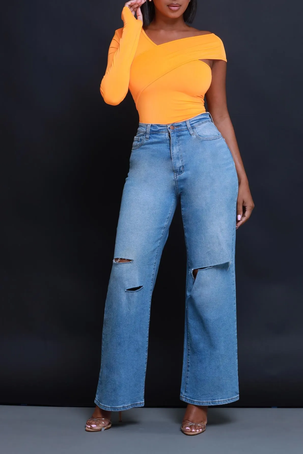 Jagged Edge Asymmetrical Top - Orange sold by Swankaposh product image thumbnail 4