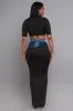 At Rest Cropped Maxi Skirt Set - Black/Denim sold by Swankaposh