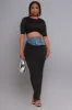 At Rest Cropped Maxi Skirt Set - Black/Denim sold by Swankaposh