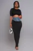At Rest Cropped Maxi Skirt Set - Black/Denim sold by Swankaposh