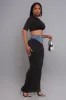 At Rest Cropped Maxi Skirt Set - Black/Denim sold by Swankaposh