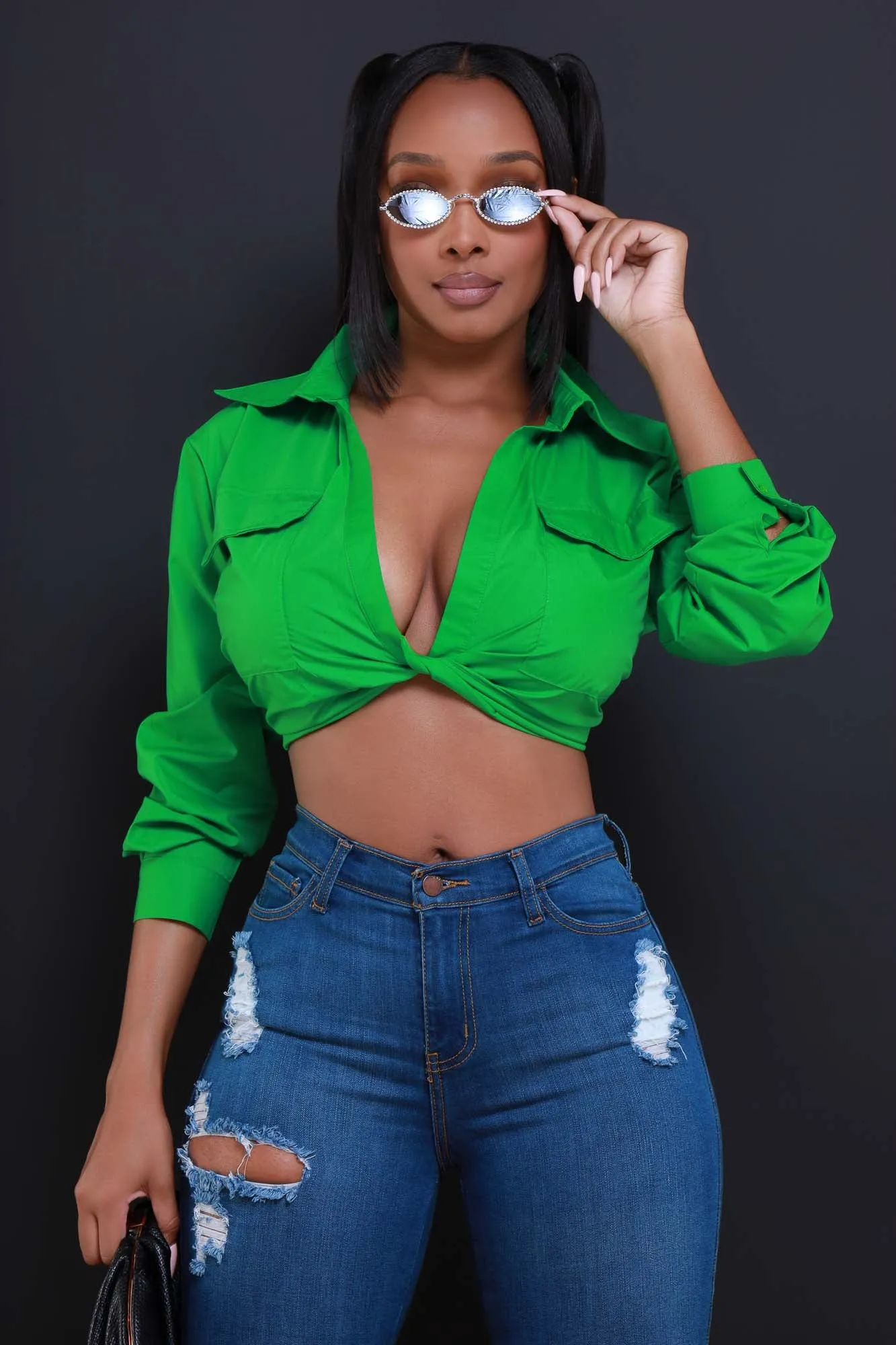 What’s The Case Twist Up Top - Kelly Green sold by Swankaposh