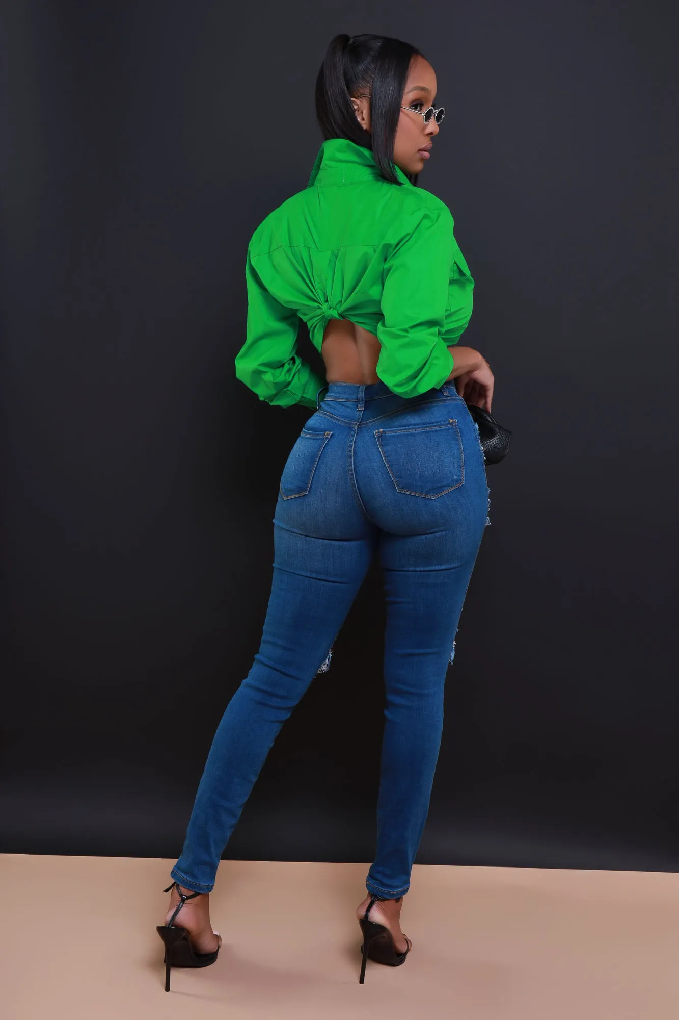 What’s The Case Twist Up Top - Kelly Green sold by Swankaposh product image thumbnail 4
