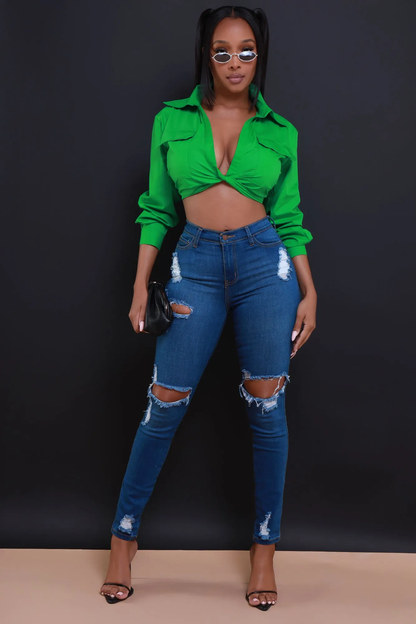 What’s The Case Twist Up Top - Kelly Green sold by Swankaposh product image thumbnail 2