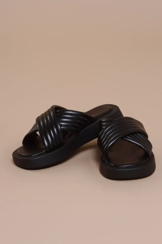 Take A Leap Crossover Slides - Black sold by Swankaposh