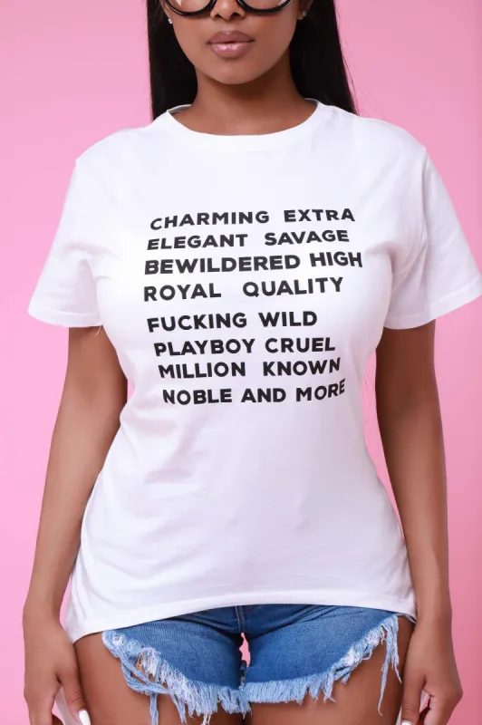 Main Character Graphic Print High Low Top - White sold by Swankaposh