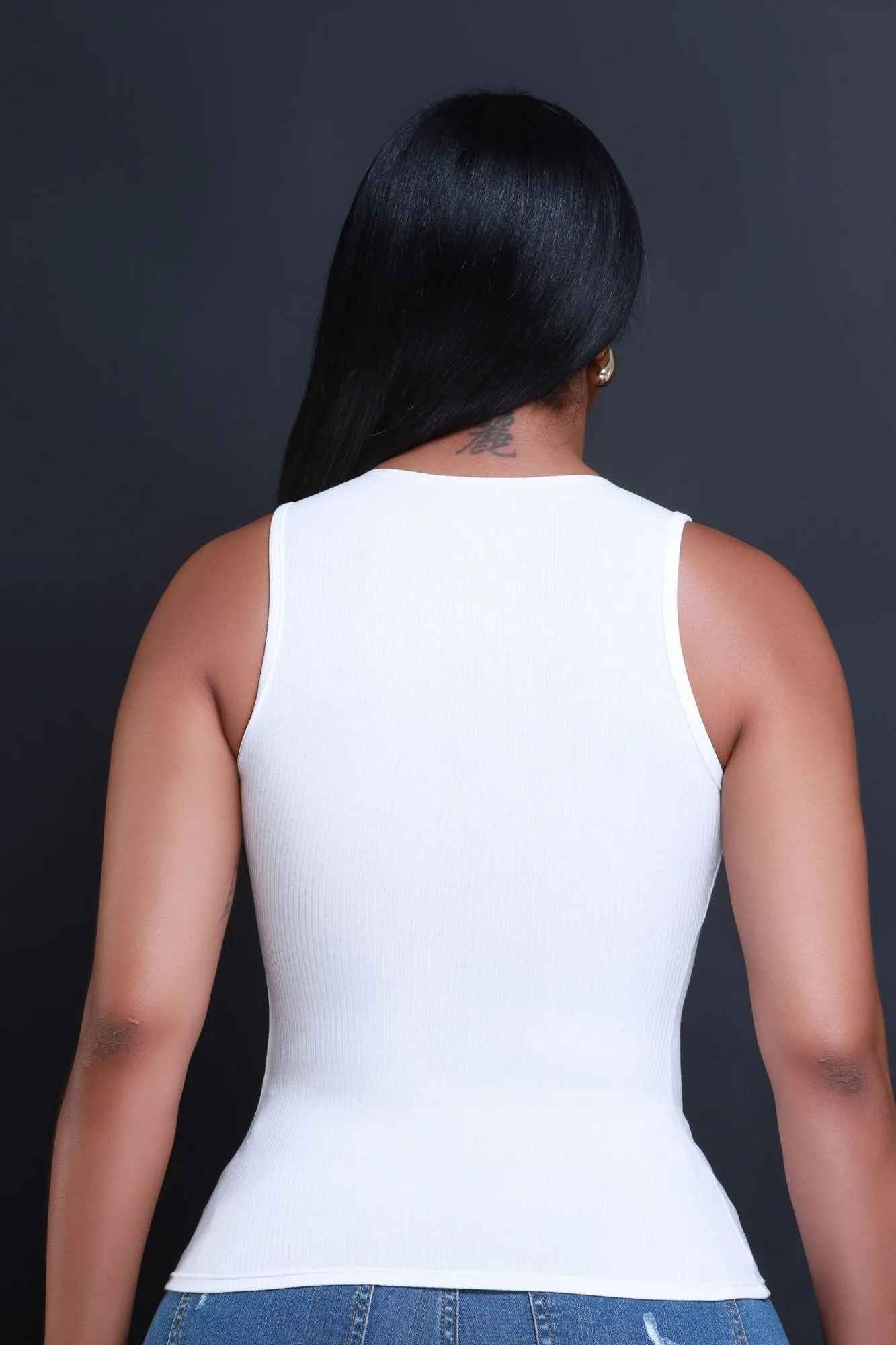Top Of The Line Cellulite Deleter Sleeveless Ribbed Top - White sold by Swankaposh product image thumbnail 3