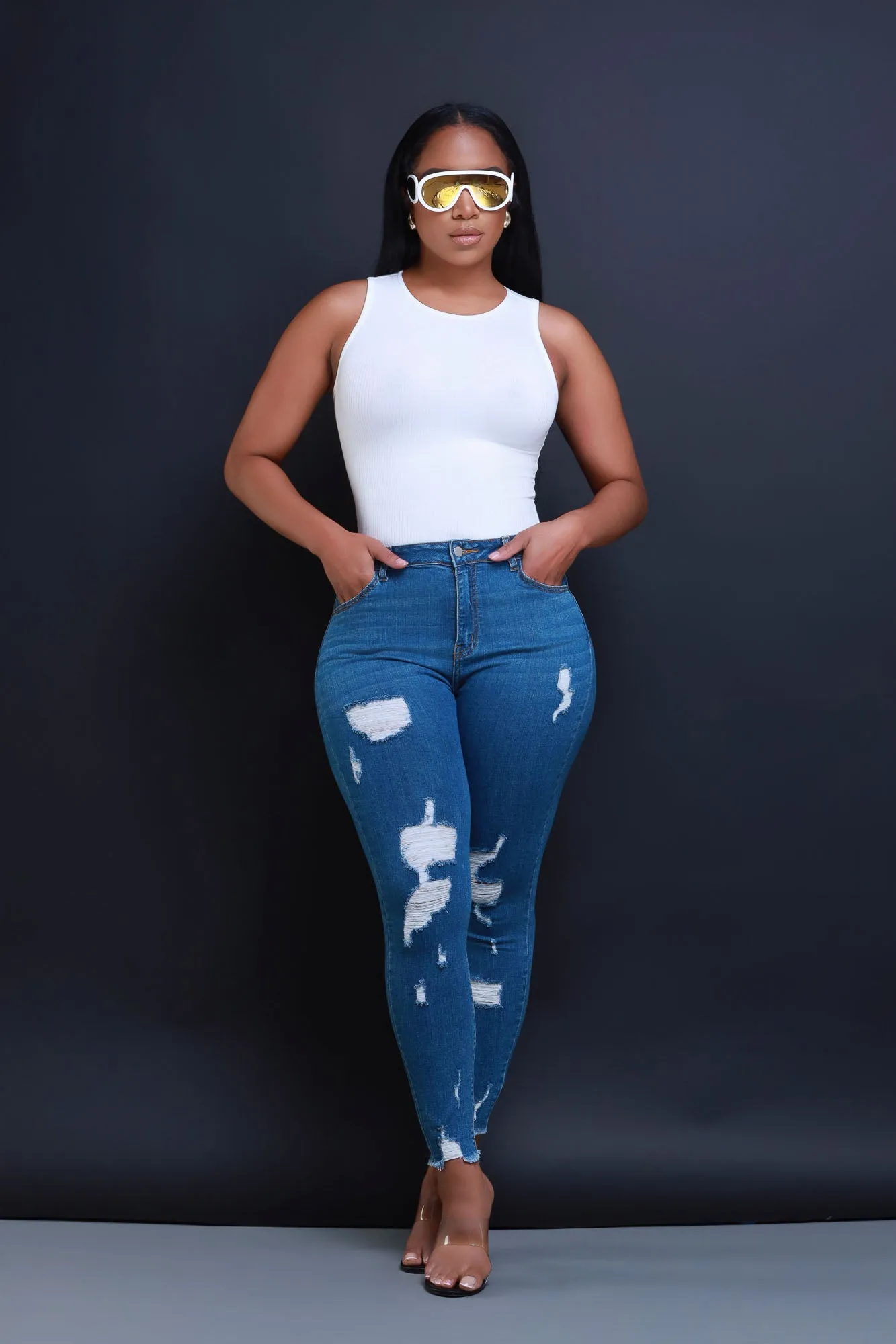 Top Of The Line Cellulite Deleter Sleeveless Ribbed Top - White sold by Swankaposh product image thumbnail 2