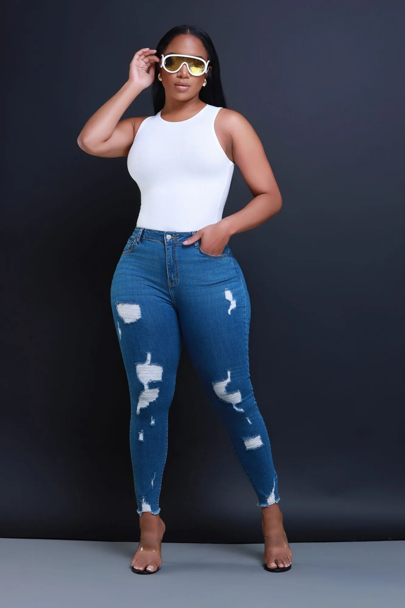 Top Of The Line Cellulite Deleter Sleeveless Ribbed Top - White sold by Swankaposh product image thumbnail 4