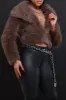 Snow Day Cropped Faux Fur Jacket - Brown sold by Swankaposh