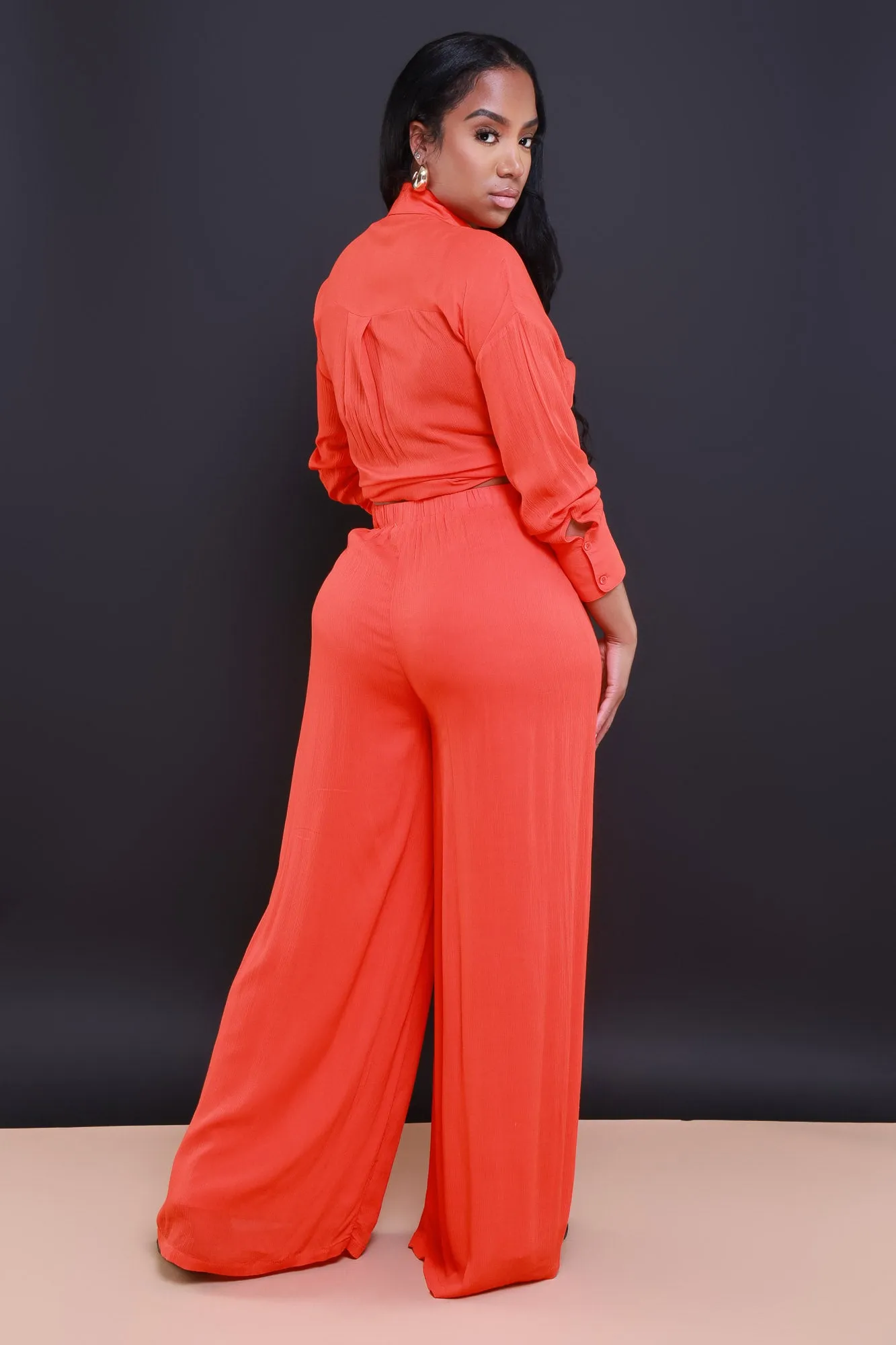 Live A Little Pleated Wide Leg Pants - Orange sold by Swankaposh product image thumbnail 5