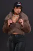 Snow Day Cropped Faux Fur Jacket - Brown sold by Swankaposh